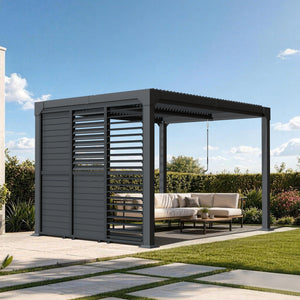【Parasoru】 アトランティックシリーズ サイドパネル 可動ルーバー式 アルミ製 防錆 耐候 3サイズ展開 パーゴラ用 屋外デン 目隠し 風よけ 日よけ